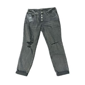 NWT Silver Jeans Boyfriend Midrise Slim Leg Jeans Distressed 32” black